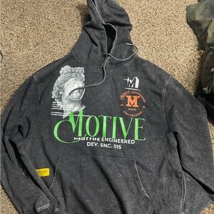 Motive Engineered Black Hoodie for Men
